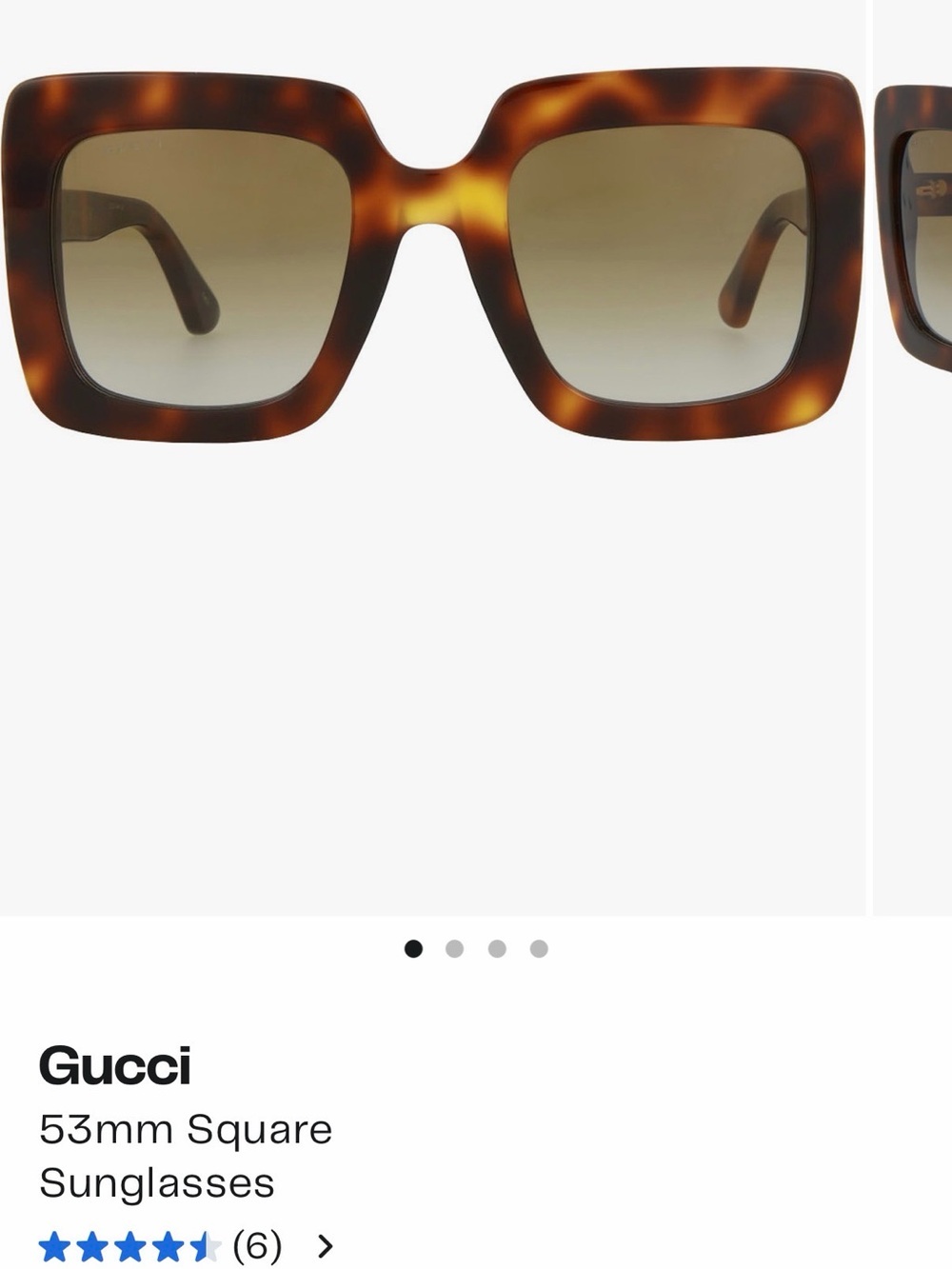 Gucci Tortoiseshell Square Sunglasses with Brown Gradient Lenses
